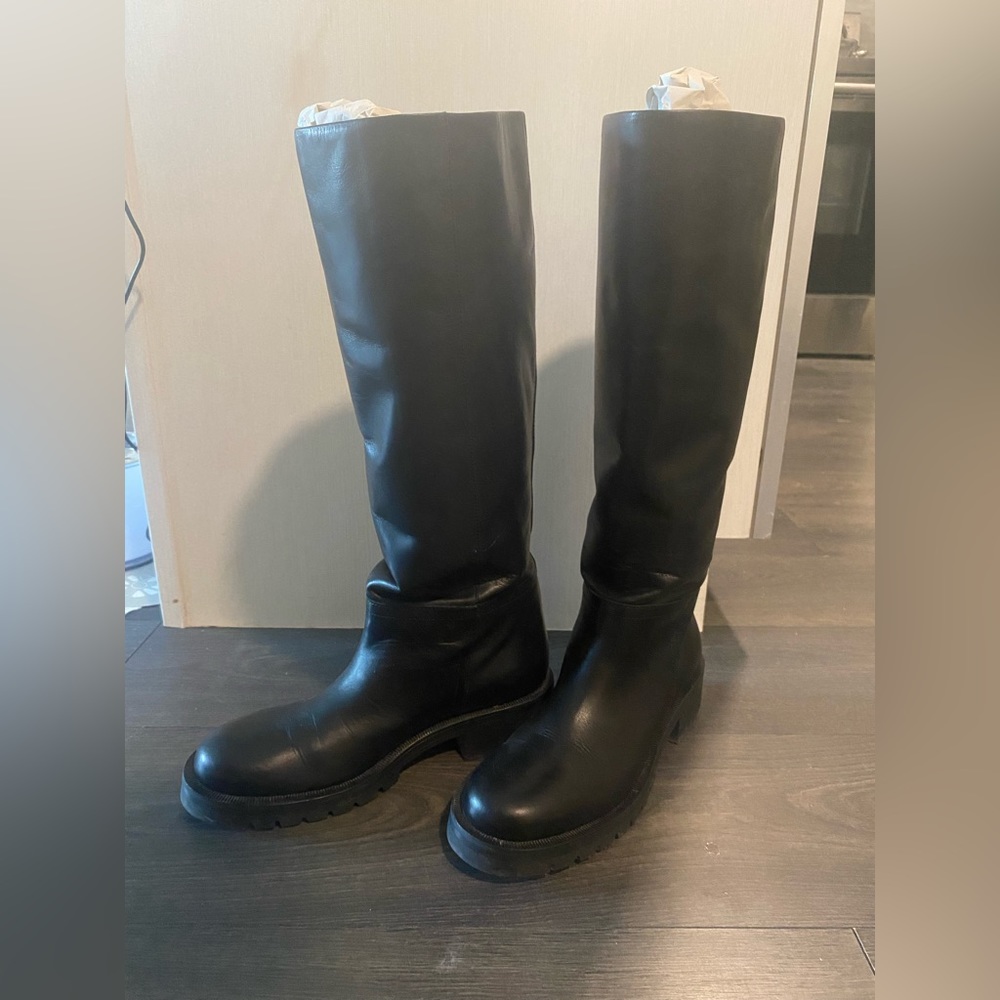ZARA Leather long boots in black/ size 41 EU